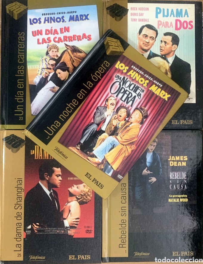 Lote 20 Dvd + Libro Película Los Hermanos Marx, Rebelde Sin Causa, Pijama Para Dos El País Cine De Oro.