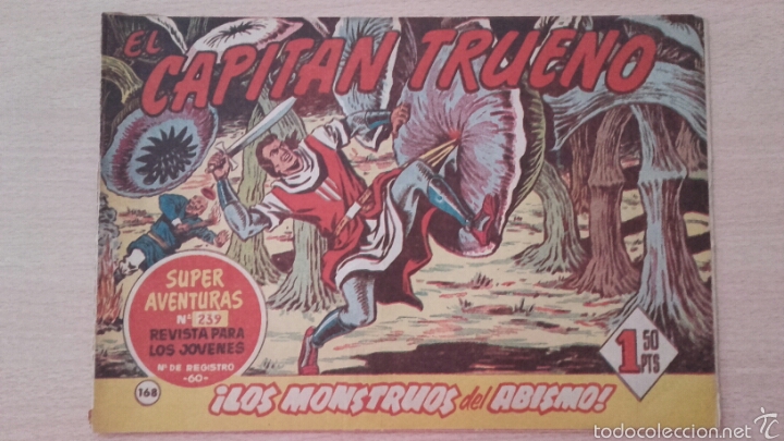 Tebeos: EL CAPITAN TRUENO N&ordm; 168 &iexcl;LOS MONSTRUOS DEL ABISMO! ORIGINAL BRUGUERA