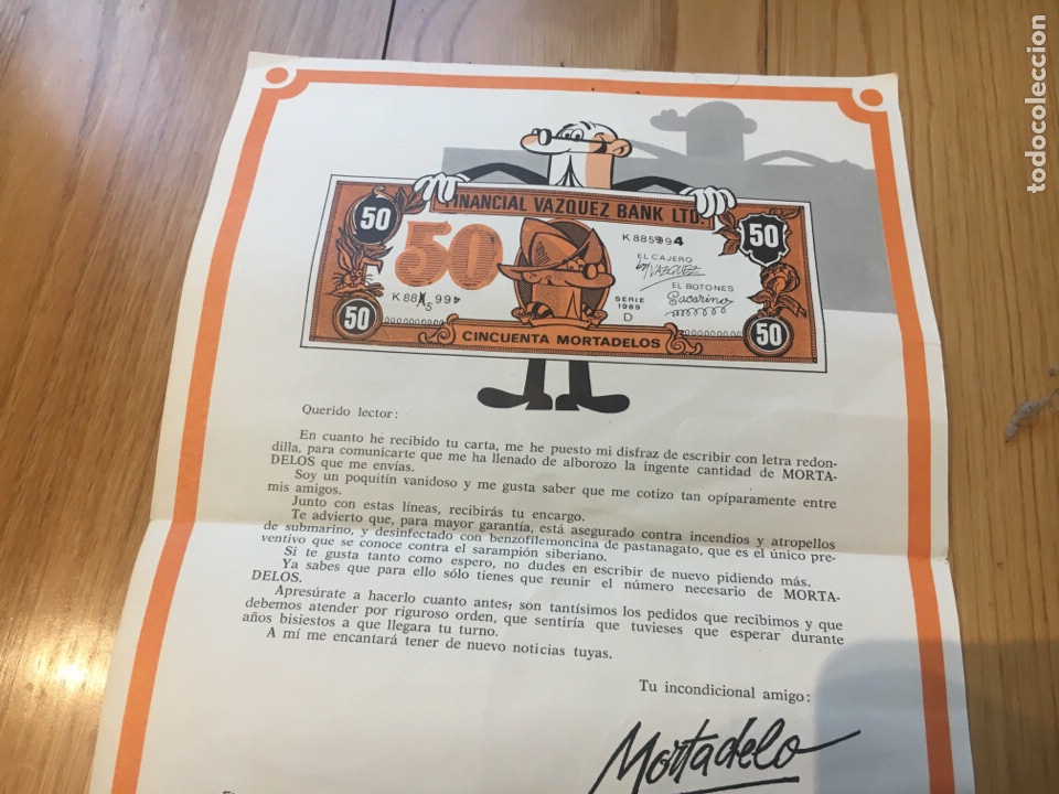 Tebeos: carta de Mortadelos. 1989 - Foto 2
