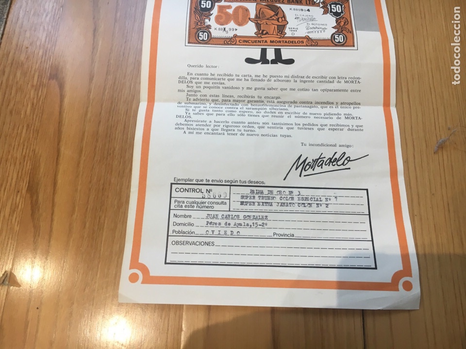 Tebeos: carta de Mortadelos. 1989 - Foto 3