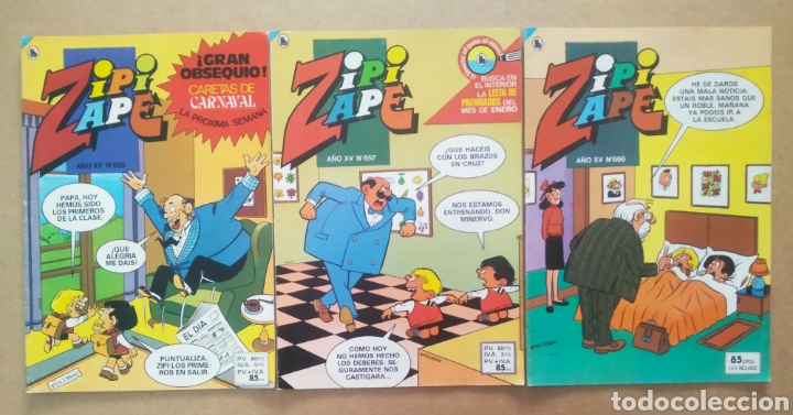Comics: Lote Revista Zipi Zape n&deg;655-657-666 (Bruguera, 1986).