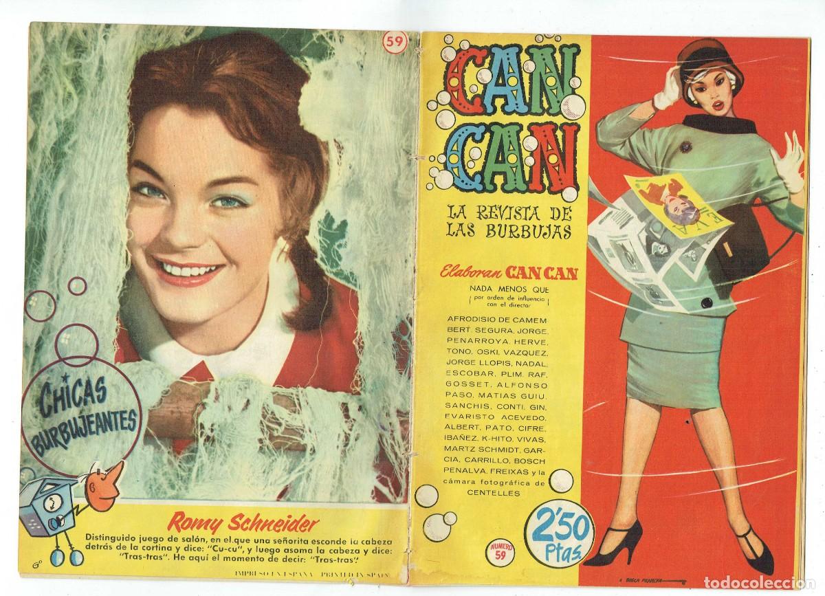 Tebeos: CAN CAN. LA REVISTA DE LAS BURBUJAS, N&ordm; 59. CONTRAPORTADA: ROMY SCHNEIDER. BRUGUERA, 1959(P/D17)