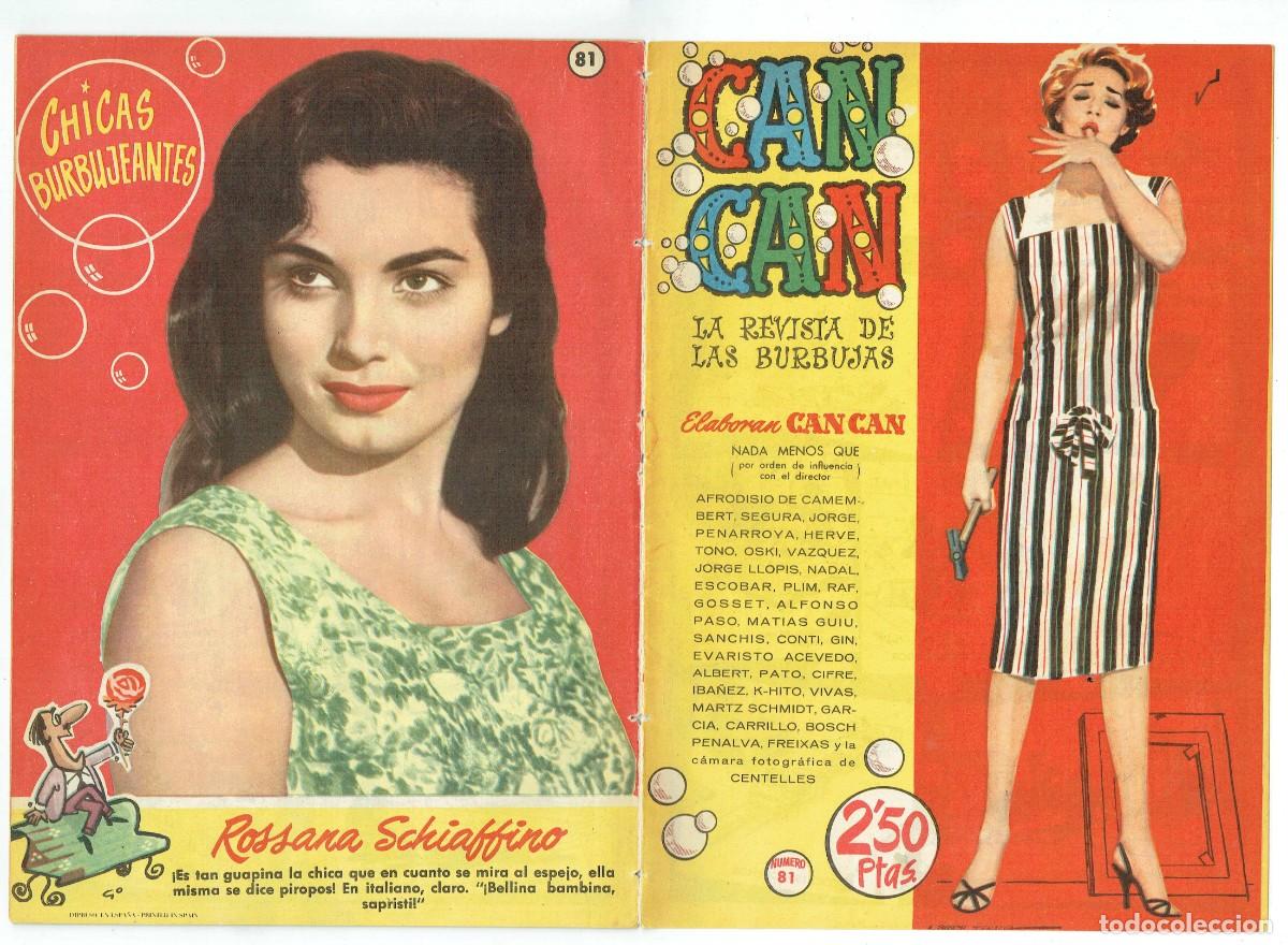 Tebeos: CAN CAN. LA REVISTA DE LAS BURBUJAS, N&ordm; 81. CONTRAPORTADA: ROSSA SCHIAFFINO. BRUGUERA, 1959(P/D17)
