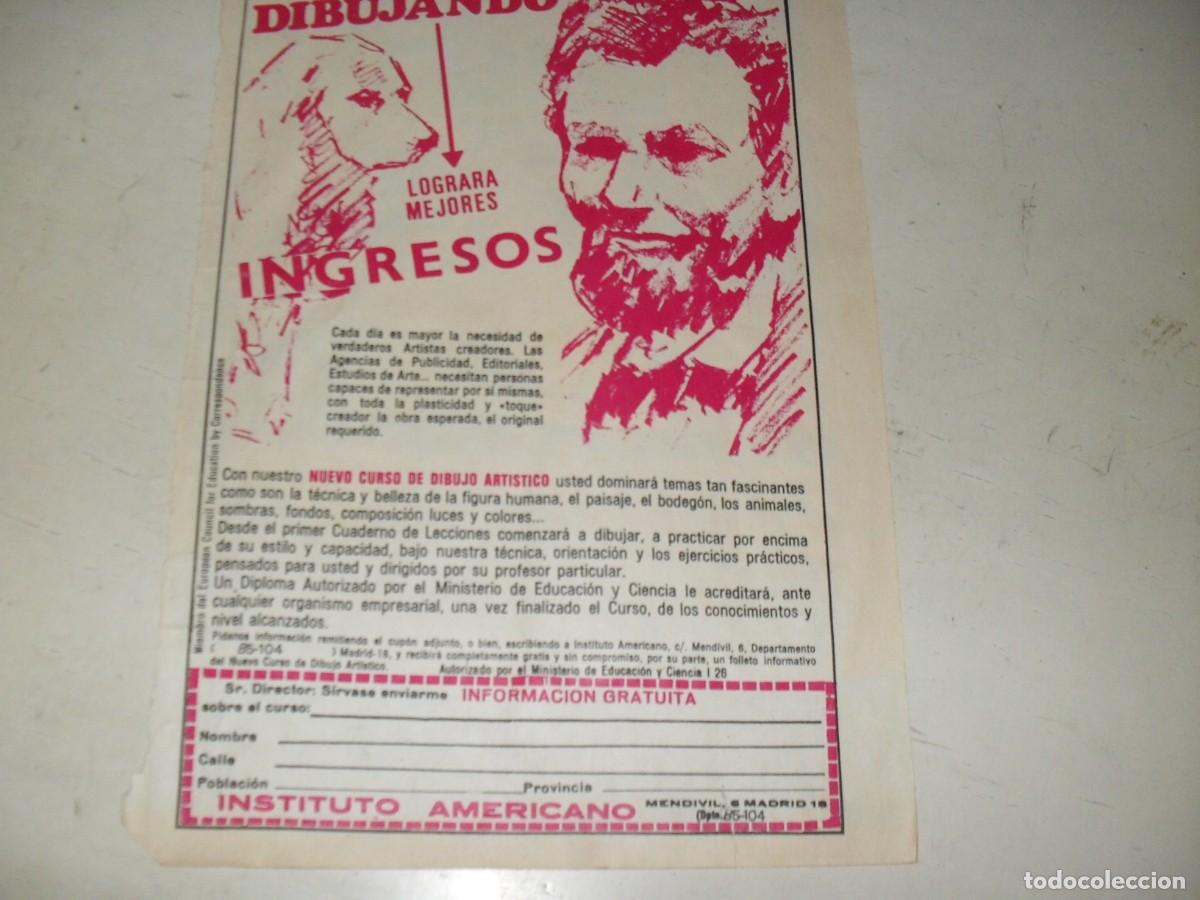 BDs: LAMINA PUBLICITARIA:DIBUJANDO LOGRARA MEJORES INGRESOS,BRUGUERA,A&Ntilde;OS 70