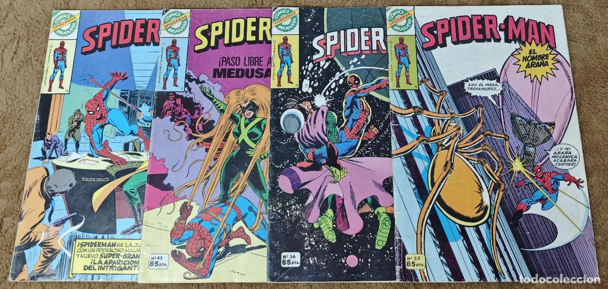 Tebeos: SPIDERMAN n&ordm; 32, 36, 45 y 66 (Bruguera 1.981/82) 4 tebeos.