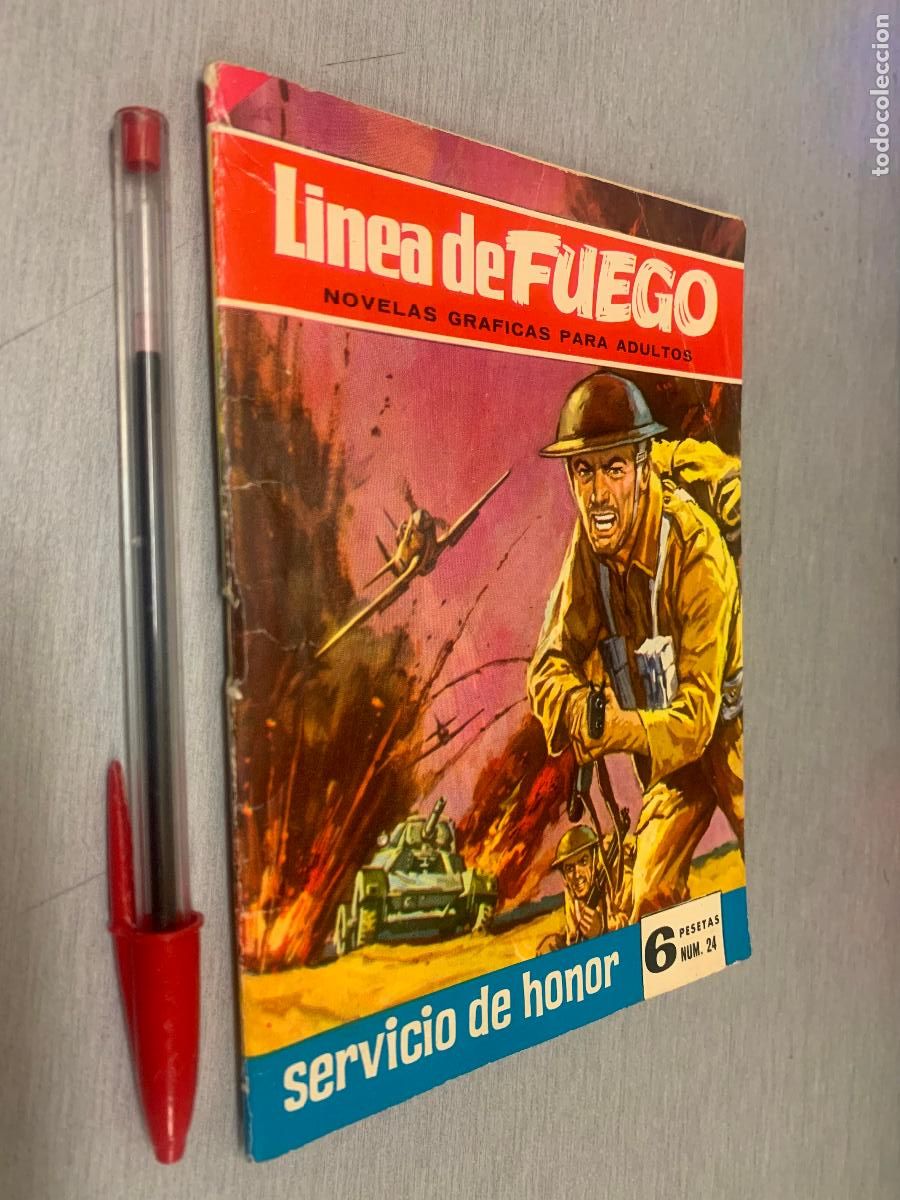 Tebeos: L&Iacute;NEA DE FUEGO N&ordm; 24 SERVICIO DE HONOR / BRUGUERA 1966 (6 PTAS.)