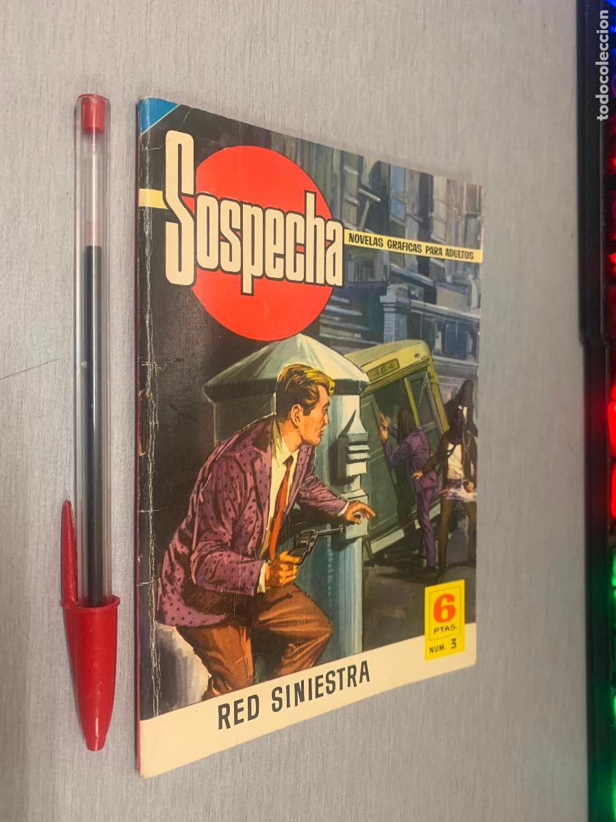 Tebeos: SOSPECHA N&ordm; 3: RED SINIESTRA / NOVELA GR&Aacute;FICA - BRUGUERA 1964 (6 PTAS.)