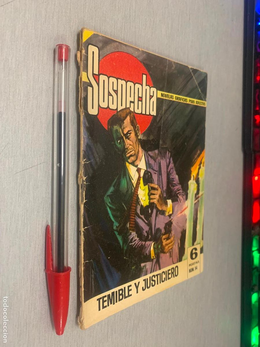 Tebeos: SOSPECHA N&ordm; 54 TEMIBLE Y JUSTICIERO / NOVELA GR&Aacute;FICA - BRUGUERA 1966 (6 PTAS.)
