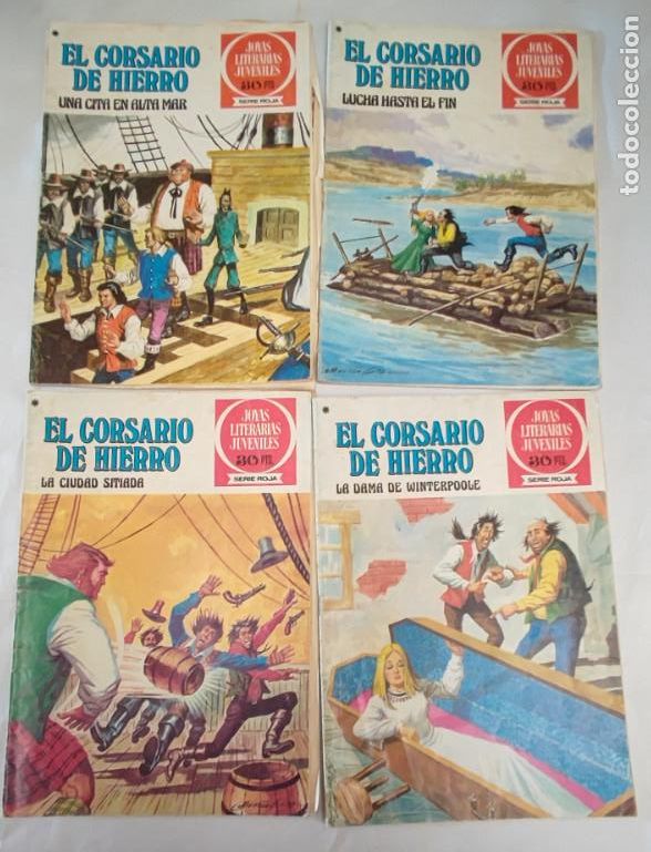 Tebeos: 4 COMIC, EL CORSARIO DE HIERRO, JOYAS LITERARIAS JUVENILES 1978, N&ordm; 43 44 45 Y 46