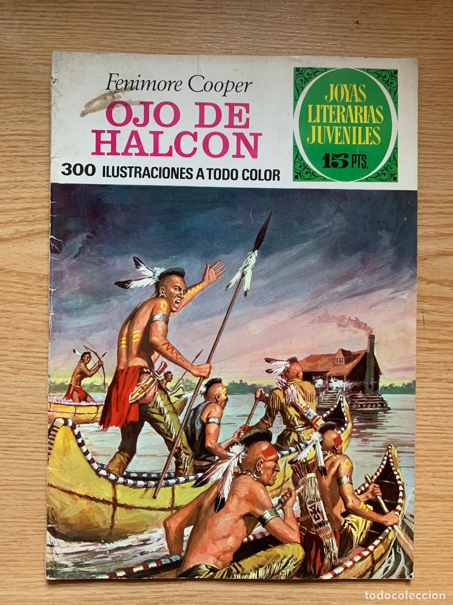 Tebeos: Joyas Literarias Juveniles n&ordm; 46: Ojo de Halc&oacute;n de Fenimore Cooper - 1&ordf; Edici&oacute;n 1972 - Buen Estado