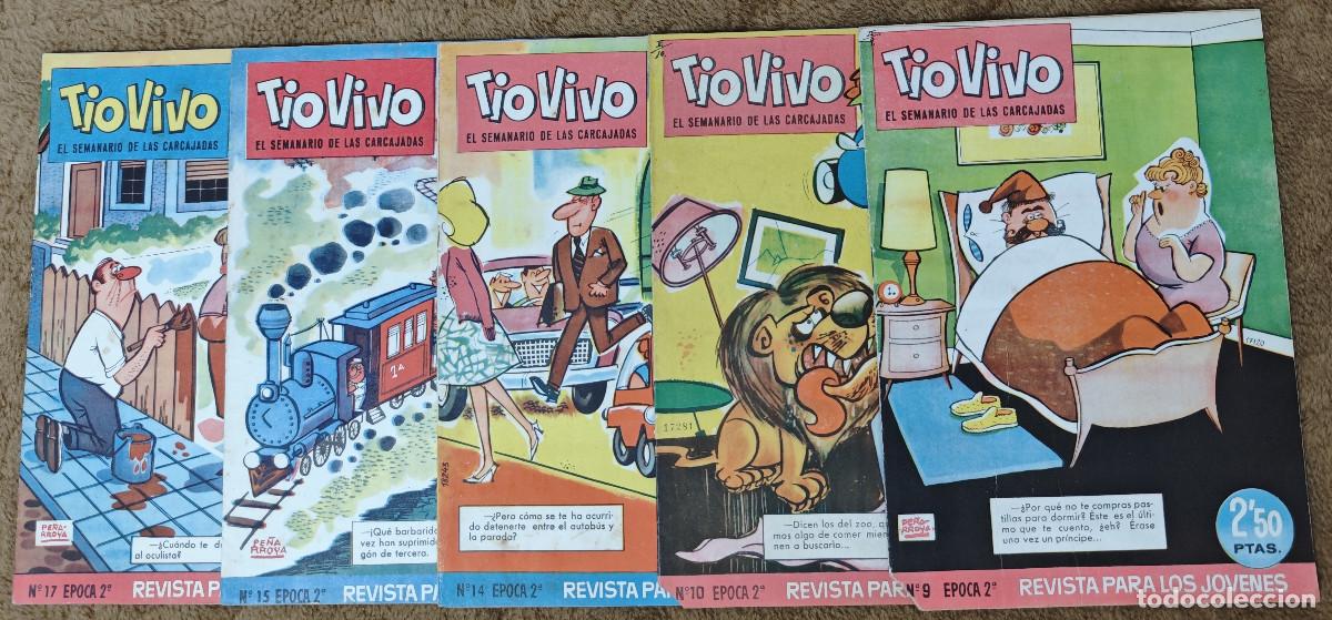 Tebeos: TIO VIVO n&ordm; 9, 10, 14, 15 y 17 (Bruguera 1961) 5 tebeos.