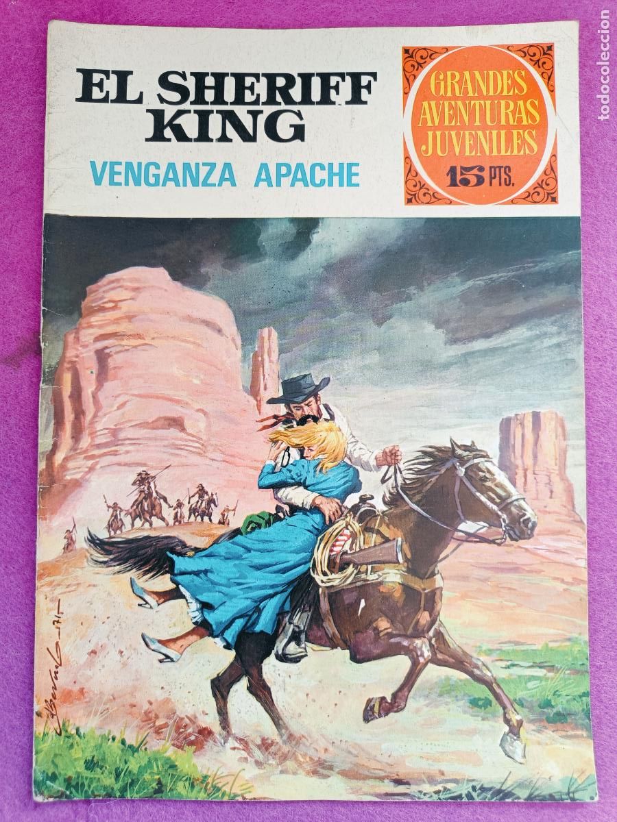 Tebeos: TEBEO JOYAS LITERARIAS JUVENILES EL SHERIFF KING VENGANZA APACHE N&ordm; 12 ED. BRUGUERA