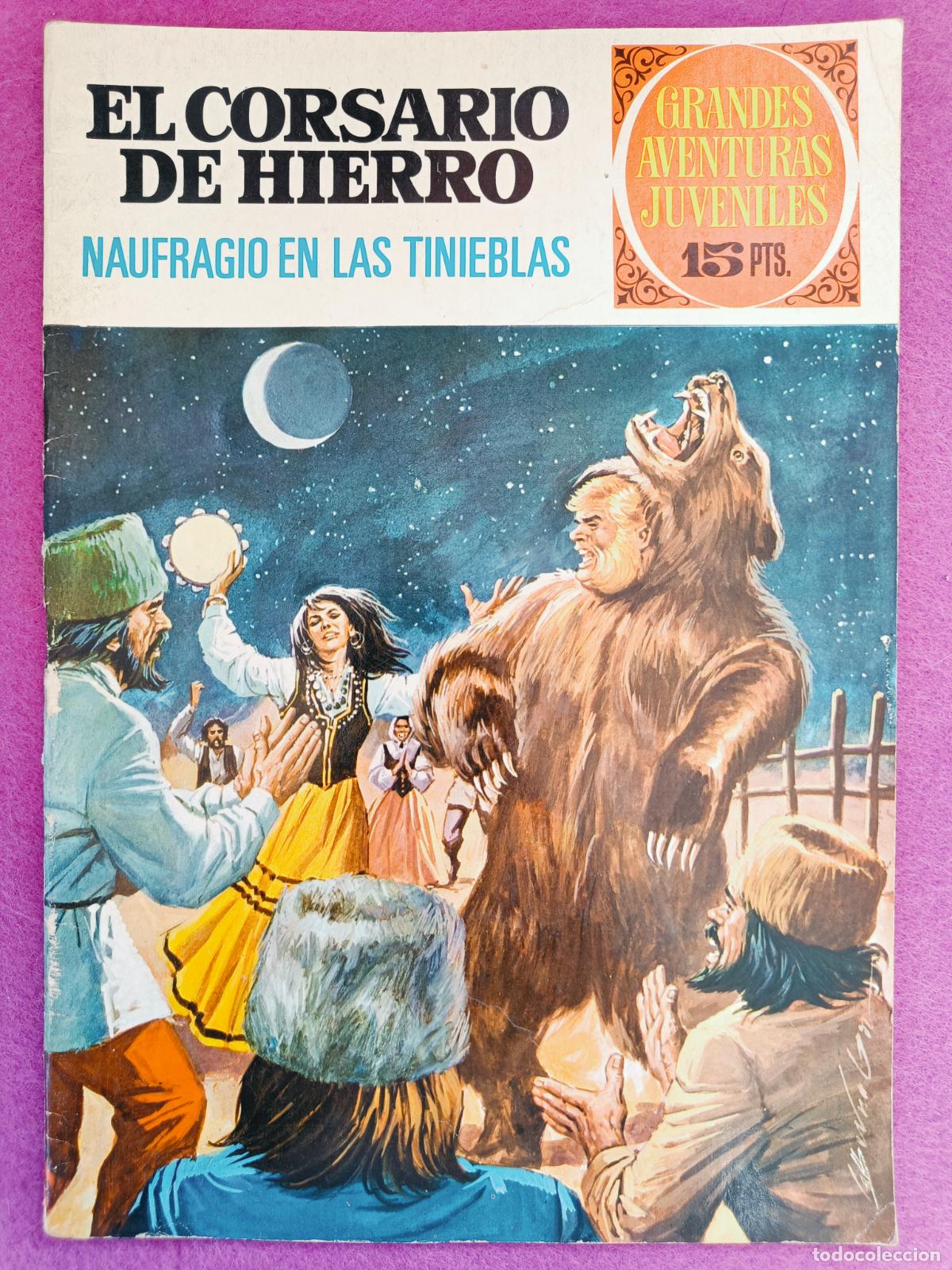 Tebeos: TEBEO JOYAS LITERARIAS JUVENILES EL CORSARIO DE HIERRO NAUFRAGIO EN LAS TINI N&ordm; 45 ED. BRUGUERA 1973