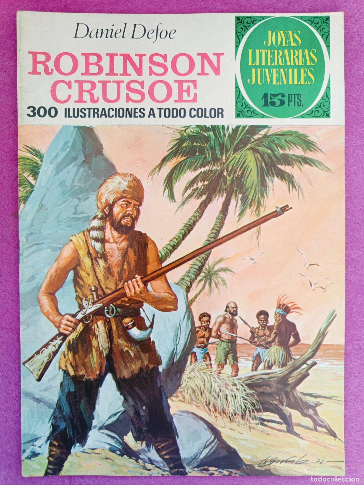 Giornalini: TEBEO JOYAS LITERARIAS JUVENILES DANIEL DEFOE ROBINSON CRUSOE N&ordm; 53 ED. BRUGUERA 1972