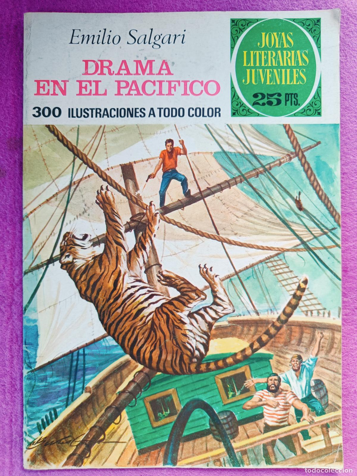 Tebeos: TEBEO JOYAS LITERARIAS JUVENILES EMILIO SALGARI DRAMA EN EL PACIFICO N&ordm; 162 ED. BRUGUERA 1976