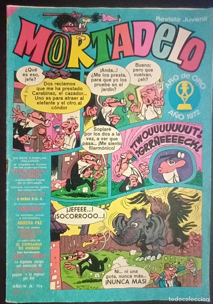 Tebeos: MORTADELO SEMANAL-BRUGUERA- N&ordm; 136 -2-JULIO-1973-IB&Aacute;&Ntilde;EZ-AMBR&Oacute;S-UDERZO-RAF-CORRECTO-DIF&Iacute;CIL-VEA-1528