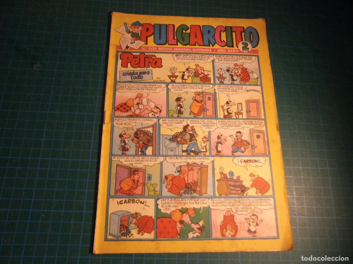 Tebeos: Pulgarcito. N&ordm; 1329. Bruguera. Tiene dos cortes en la zona de la grapa.