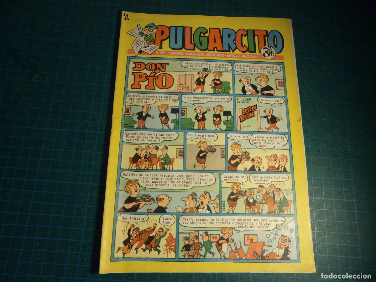 Tebeos: Pulgarcito. N&ordm; 1680. Bruguera. Tiene un cortecito en la zona de la grapa.