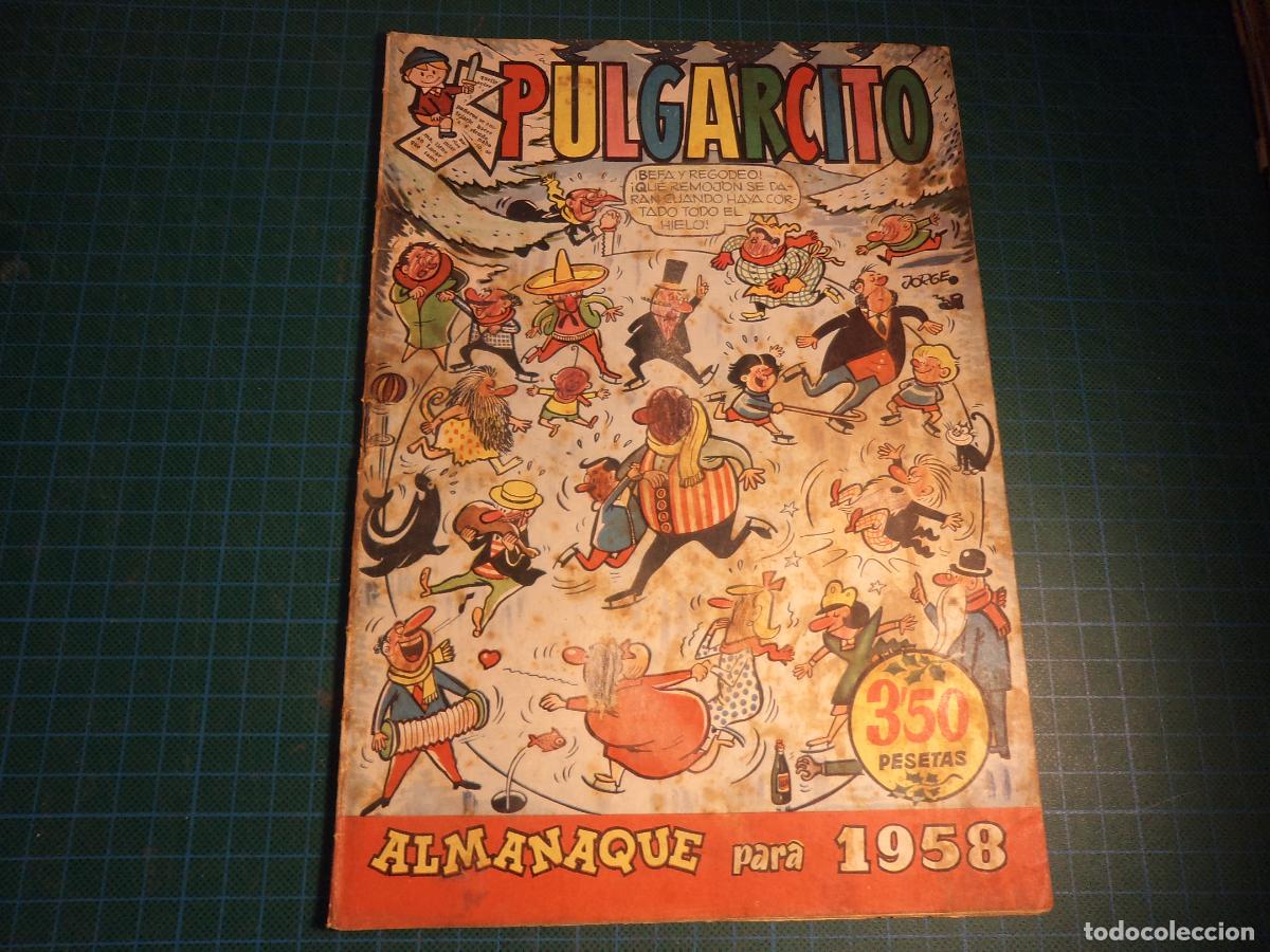 Tebeos: Pulgarcito. Almanaque 1958. Bruguera. Portada manchada