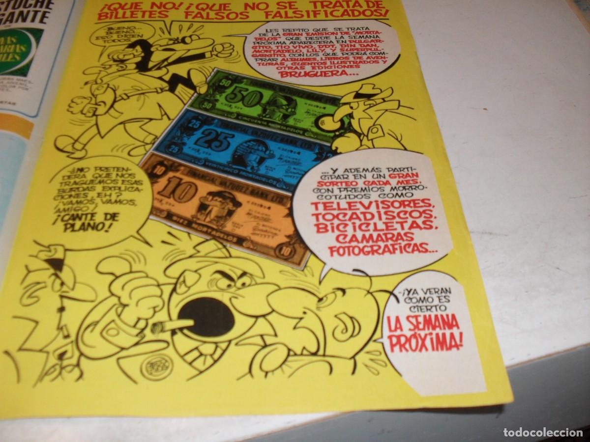 Tebeos: (REF 98),BELLA LAMINA PUBLICITARIA ANUNCIANDO APARICION BILLETES MORTADELOS.BRUGUERA,1970