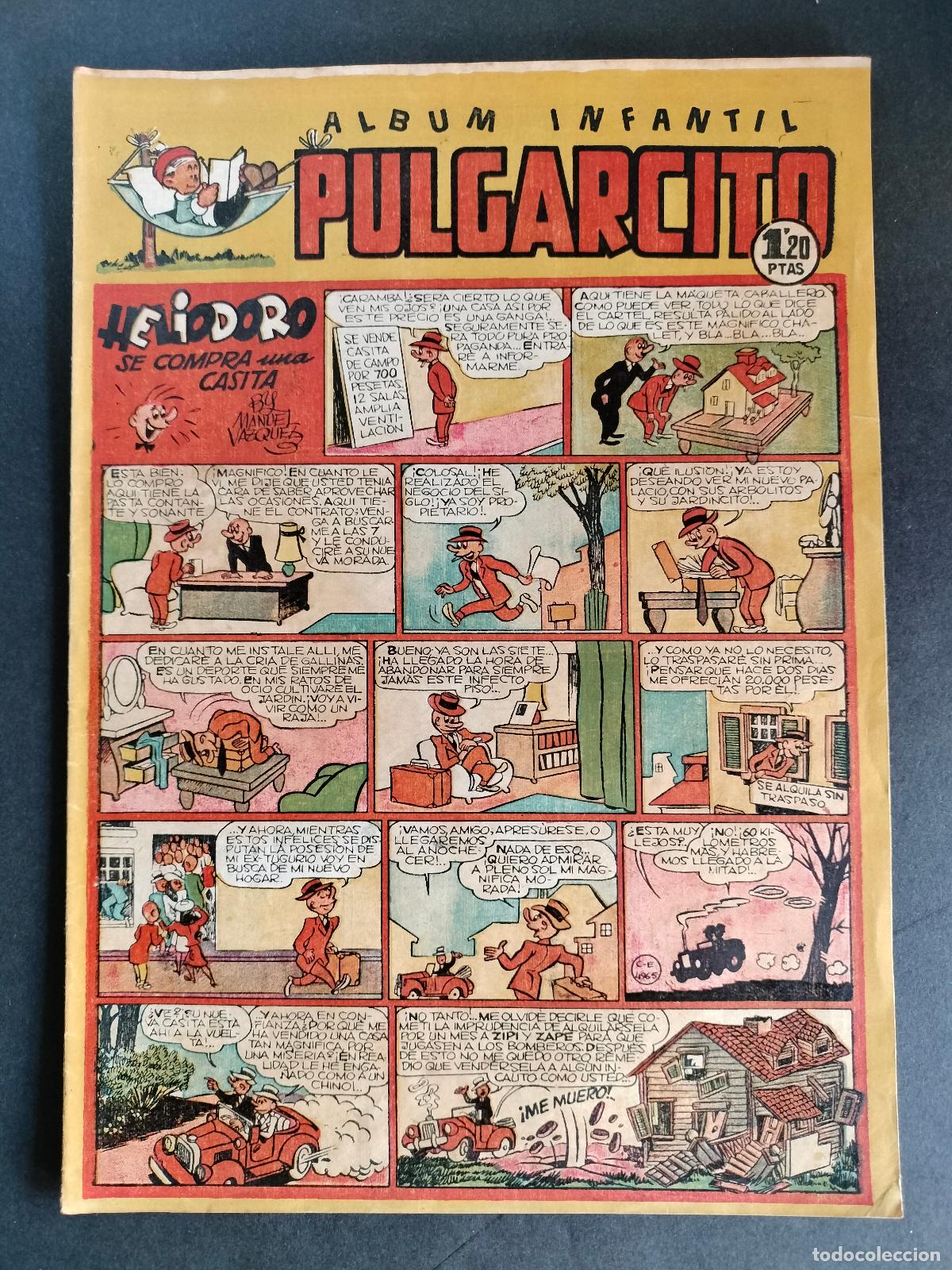 Livros de Banda Desenhada: PULGARCITO N&ordm; 144 EDITORIAL BRUGUERA 1950 BUEN ESTADO!!!