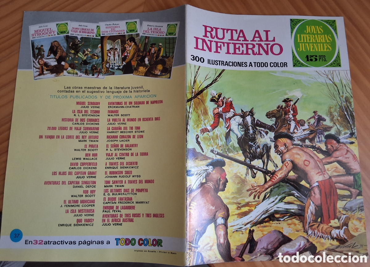 Tebeos: Joyas literarias juveniles comic ruta al infierno n&uacute;mero 37 edici&oacute;n 1&deg; a&ntilde;o 1971