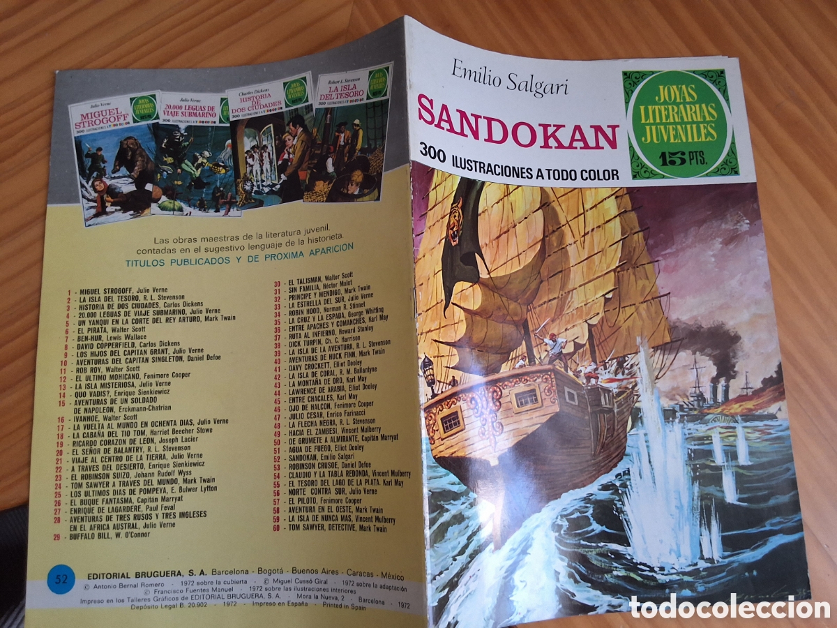 Tebeos: Joyas literarias juveniles comic Sandokan n&uacute;mero 52 edici&oacute;n 1&deg; a&ntilde;o 1972