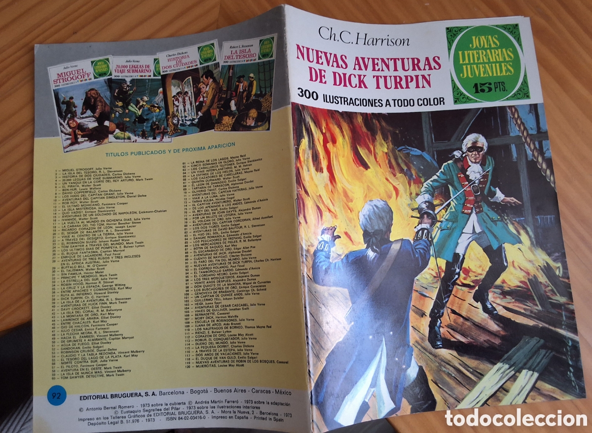 Tebeos: Joyas literarias juveniles comic nuevas aventuras Dick Turpin numero 92 edici&oacute;n 1&deg; a&ntilde;o 1973