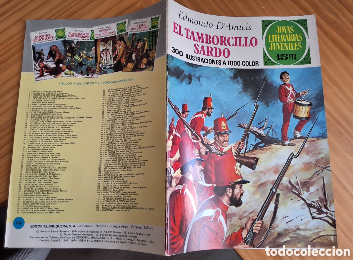 Tebeos: Joyas literarias juveniles comic el tamborcillo sardo n&uacute;mero 94 edici&oacute;n 1&deg; a&ntilde;o 1974