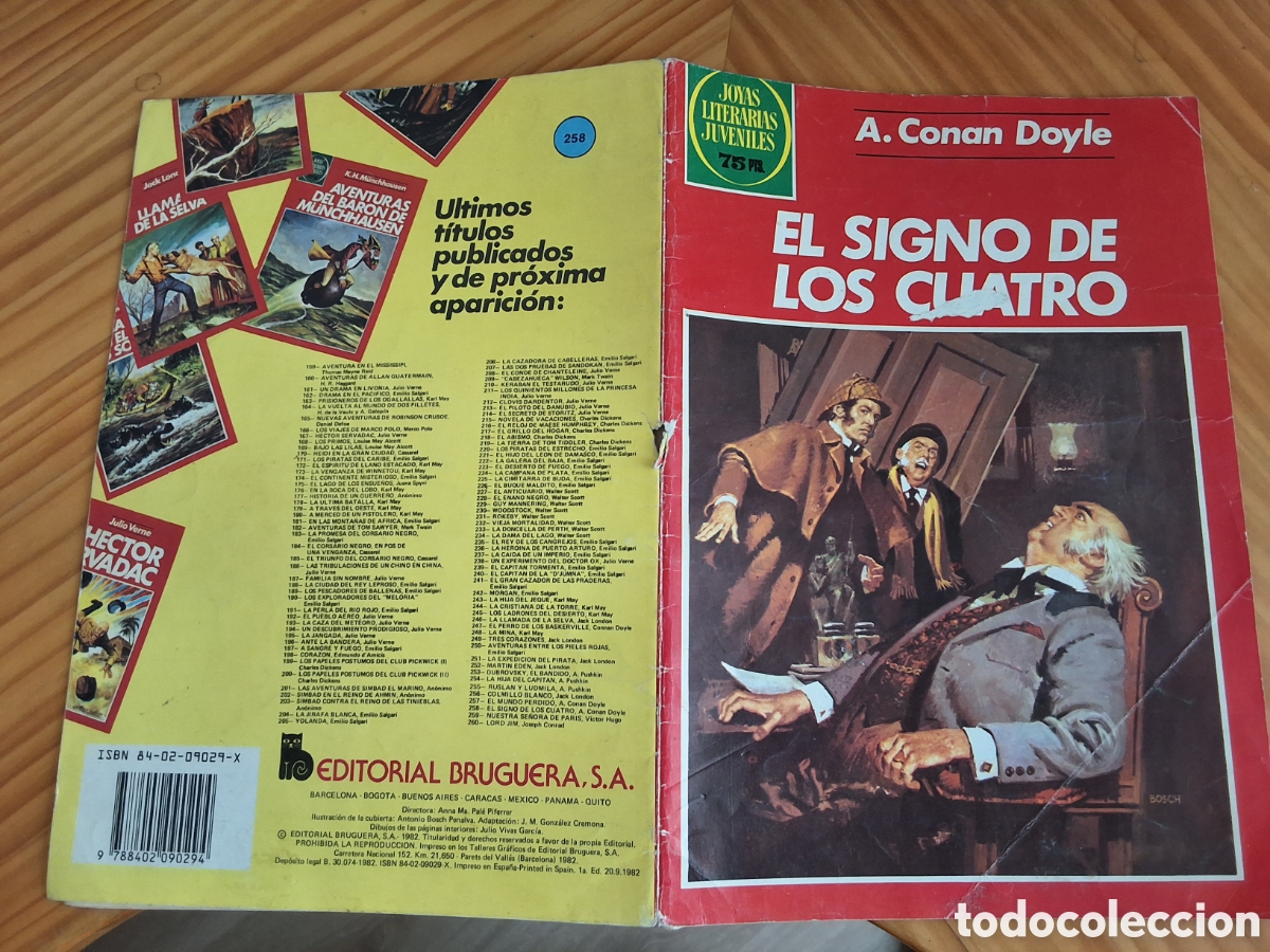 Tebeos: Joyas literarias juveniles n&uacute;mero 258 signo de los cuatro a&ntilde;o 1982/9 edici&oacute;n 1&deg;