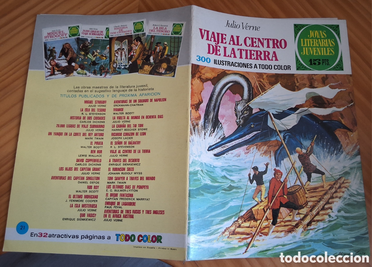 Tebeos: Joyas literarias juveniles comic n&uacute;mero 21 viaje al centro de la tierra a&ntilde;o 1971 edici&oacute;n 1&deg;