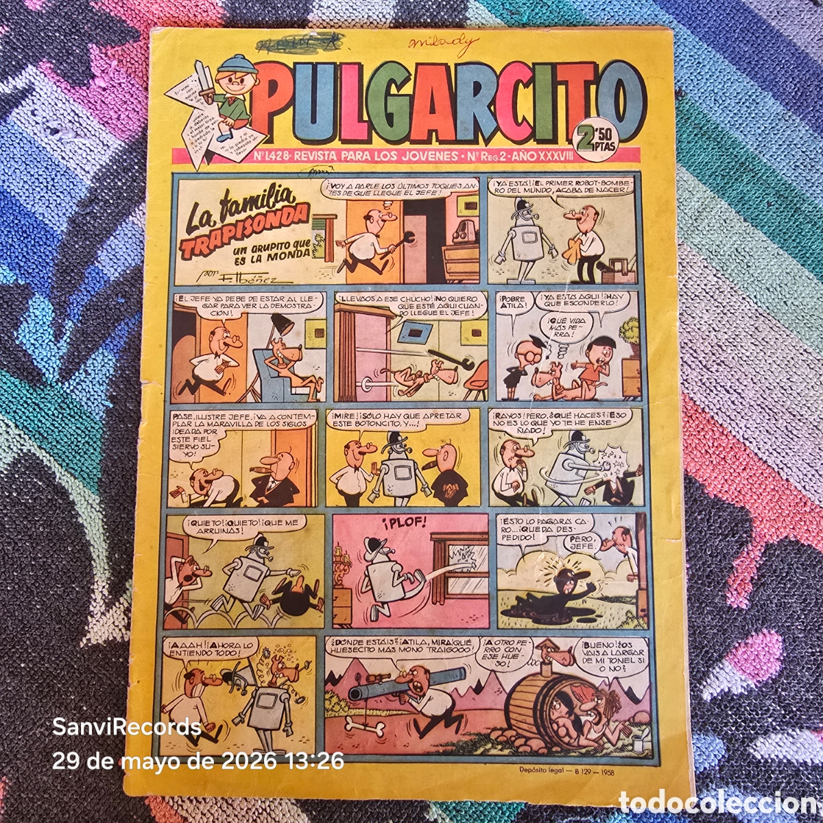 Tebeos: PULGARCITO, REVISTA PARA LOS J&Oacute;VENES 1428 (A&Ntilde;O XXXVIII) (BRUGUERA)