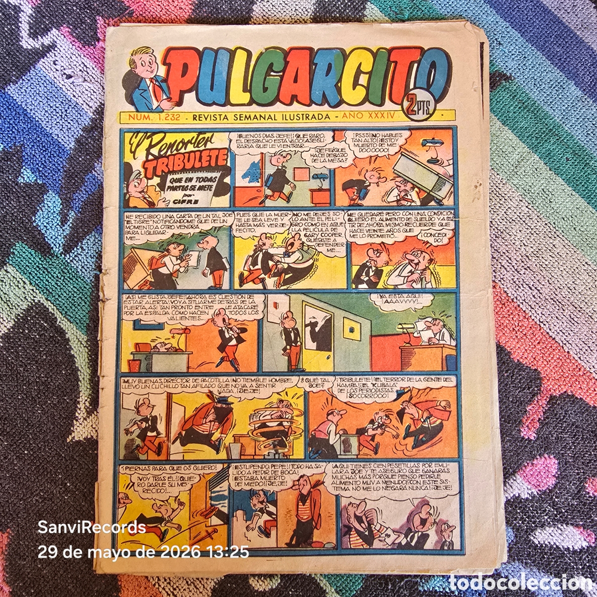 Tebeos: PULGARCITO, REVISTA SEMANAL ILUSTRADA 1232 (A&Ntilde;O XXXIV) (BRUGUERA)