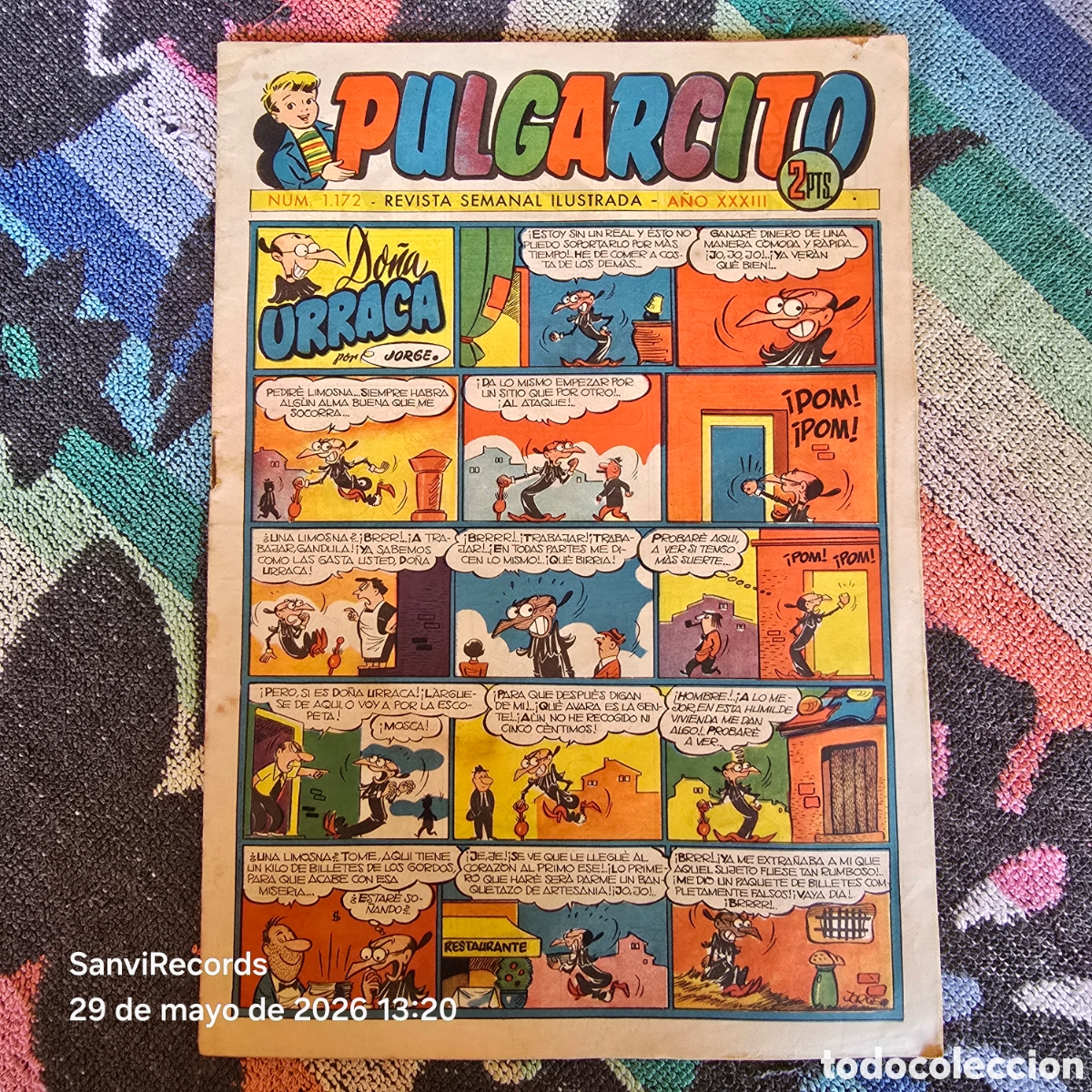 Tebeos: PULGARCITO, REVISTA SEMANAL ILUSTRADA 1172 (A&Ntilde;O XXXIII) (BRUGUERA)