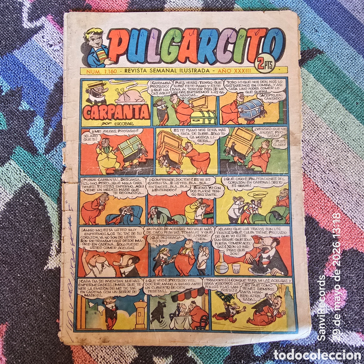 Tebeos: PULGARCITO, REVISTA SEMANAL ILUSTRADA 1160 (A&Ntilde;O XXXIII) (BRUGUERA)