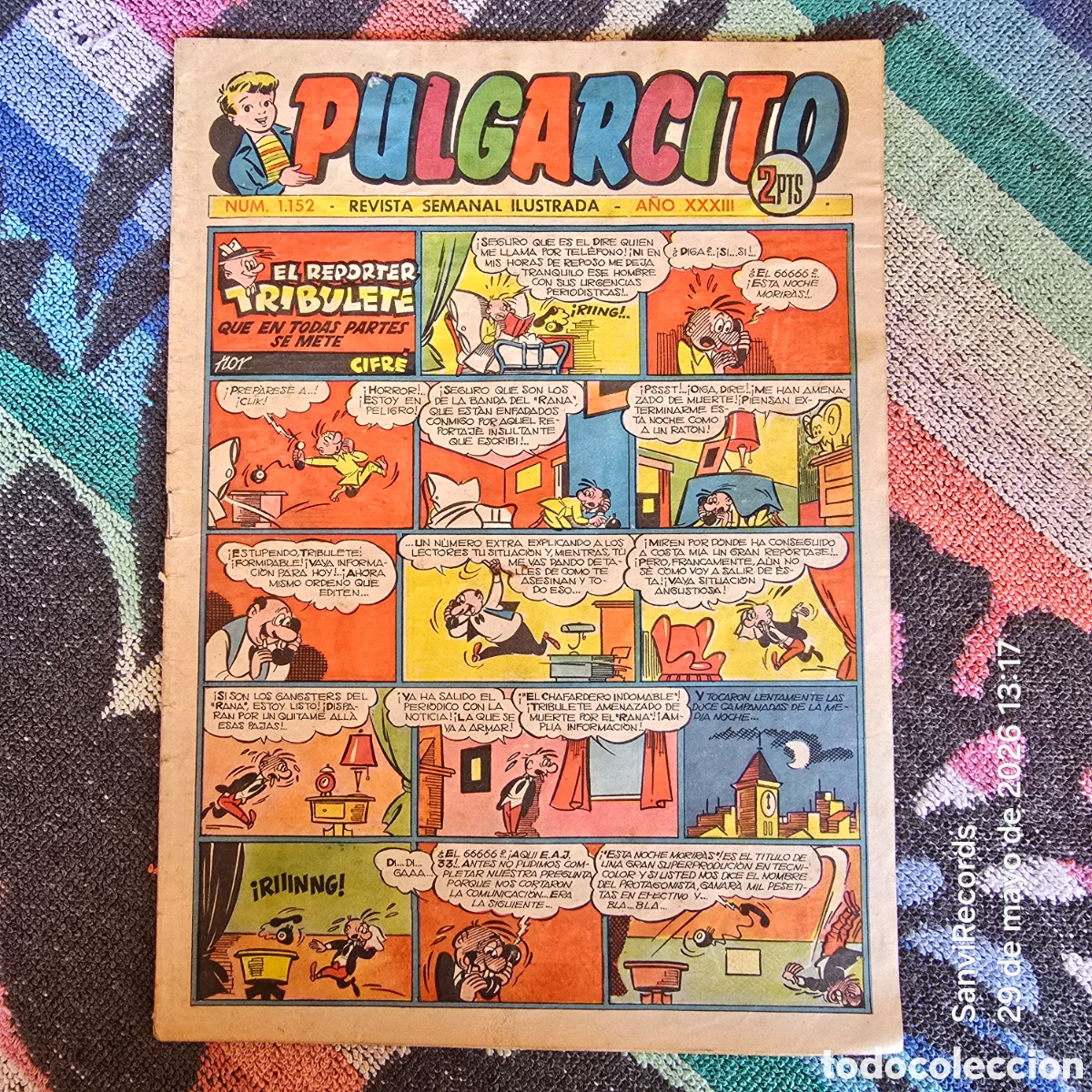 Tebeos: PULGARCITO, REVISTA SEMANAL ILUSTRADA 1152 (A&Ntilde;O XXXIII) (BRUGUERA)