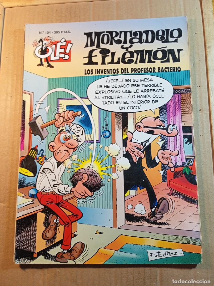 Tebeos: TEBEO DE OLE MORTADELO Y FILEMON EN LOS INVENTOS DEL PROFESOR BACTERIO DEL A&Ntilde;O 1998 N&ordm; 104