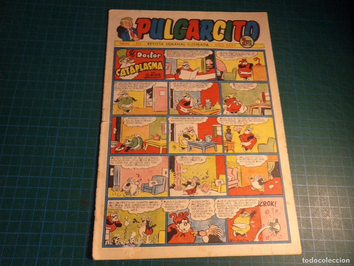 Tebeos: Pulgarcito. N&ordm; 1257. Bruguera. Lomo rozado. Portada suelta de la grapa.