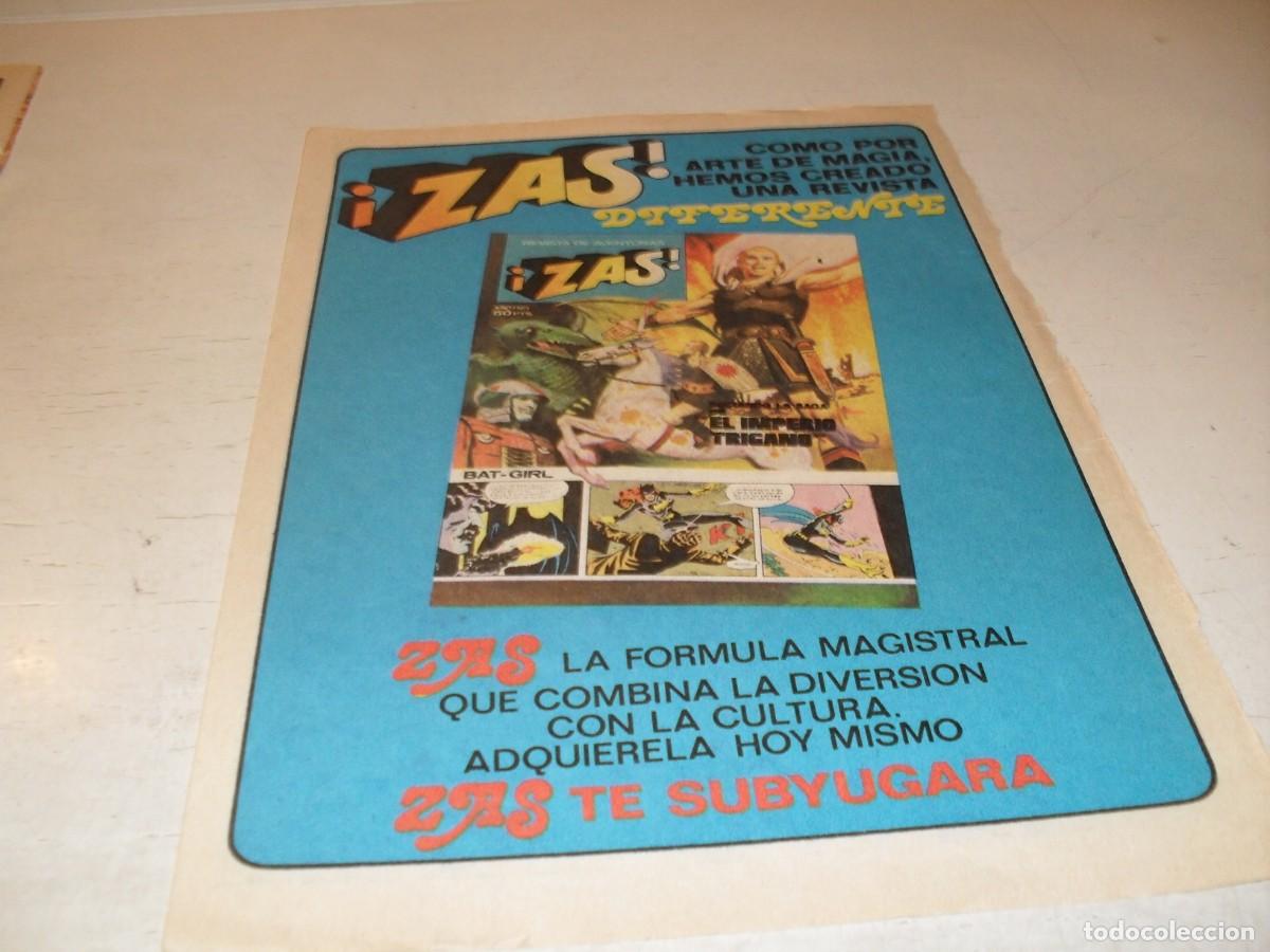 Tebeos: (REF.95),BELLA LAMINA PUBLICITARIA APAICION DEL TEBEO ZAS.BRUGUERA,1979