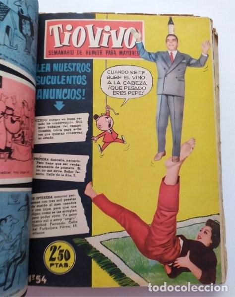 Tebeos: T&iacute;o Vivo. Semanario de humor para mayores. A&ntilde;o II. 1958. Encuadernado con 25 n&uacute;meros. Del 51 al 75