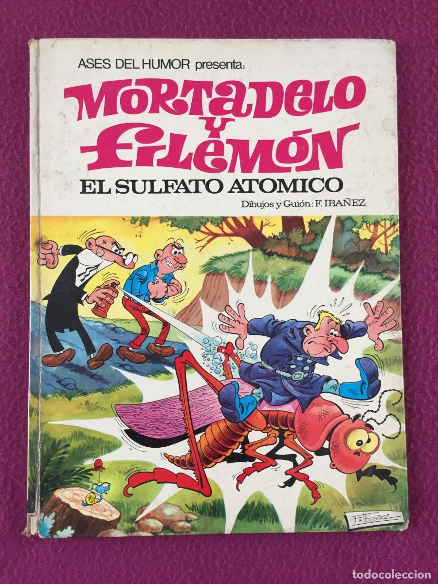 Tebeos: MORTADELO Y FILEMON. EL SULFATO ATOMICO. 1&ordf; EDICION 1969. ASES DEL HUMOR 1, BRUGUERA. TRASERA VERDE