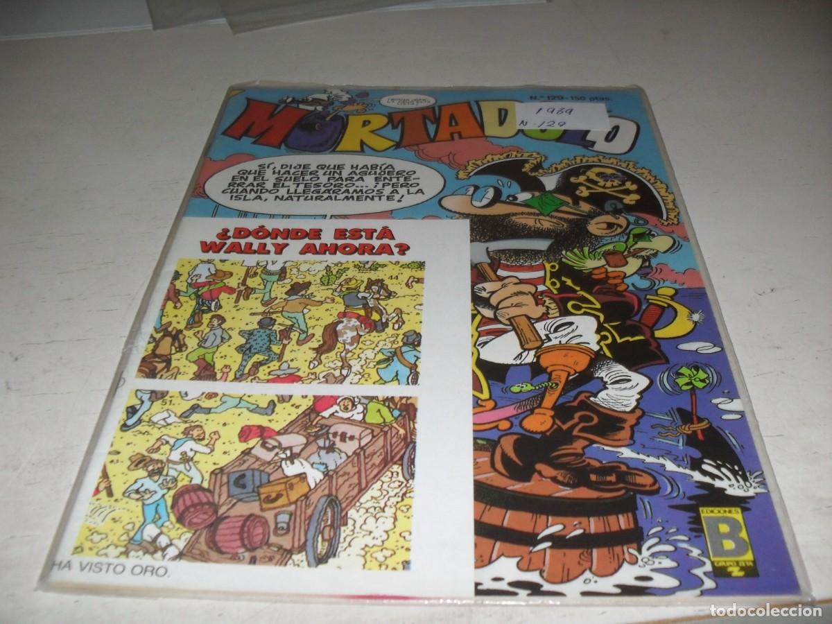 Tebeos: MORTADELO N&ordm; 129,CON PEGATINAS DE REGALO DE DONDE ESTA WALLY,DE 200.EDICIONES B,1987