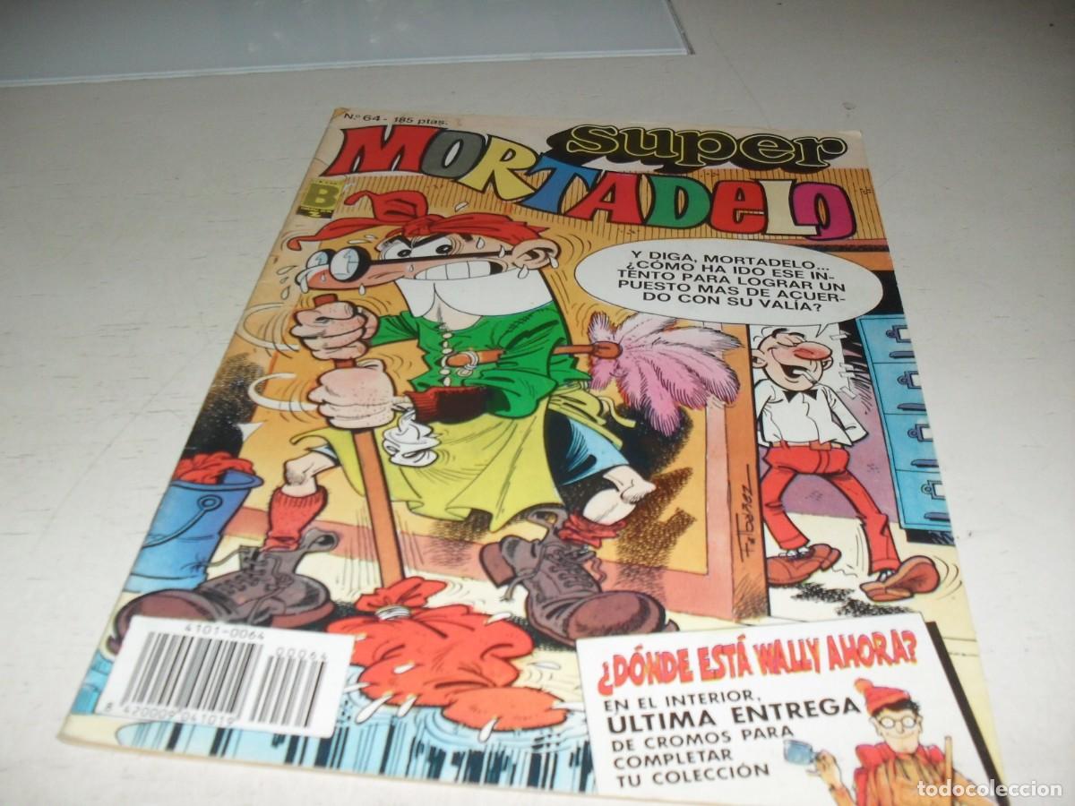 Tebeos: SUPER MORTADELO N&ordm; 64,CON PEGATINAS DE WALLY DE OBSEQUIO,DE 144.EDICIONES B,1987