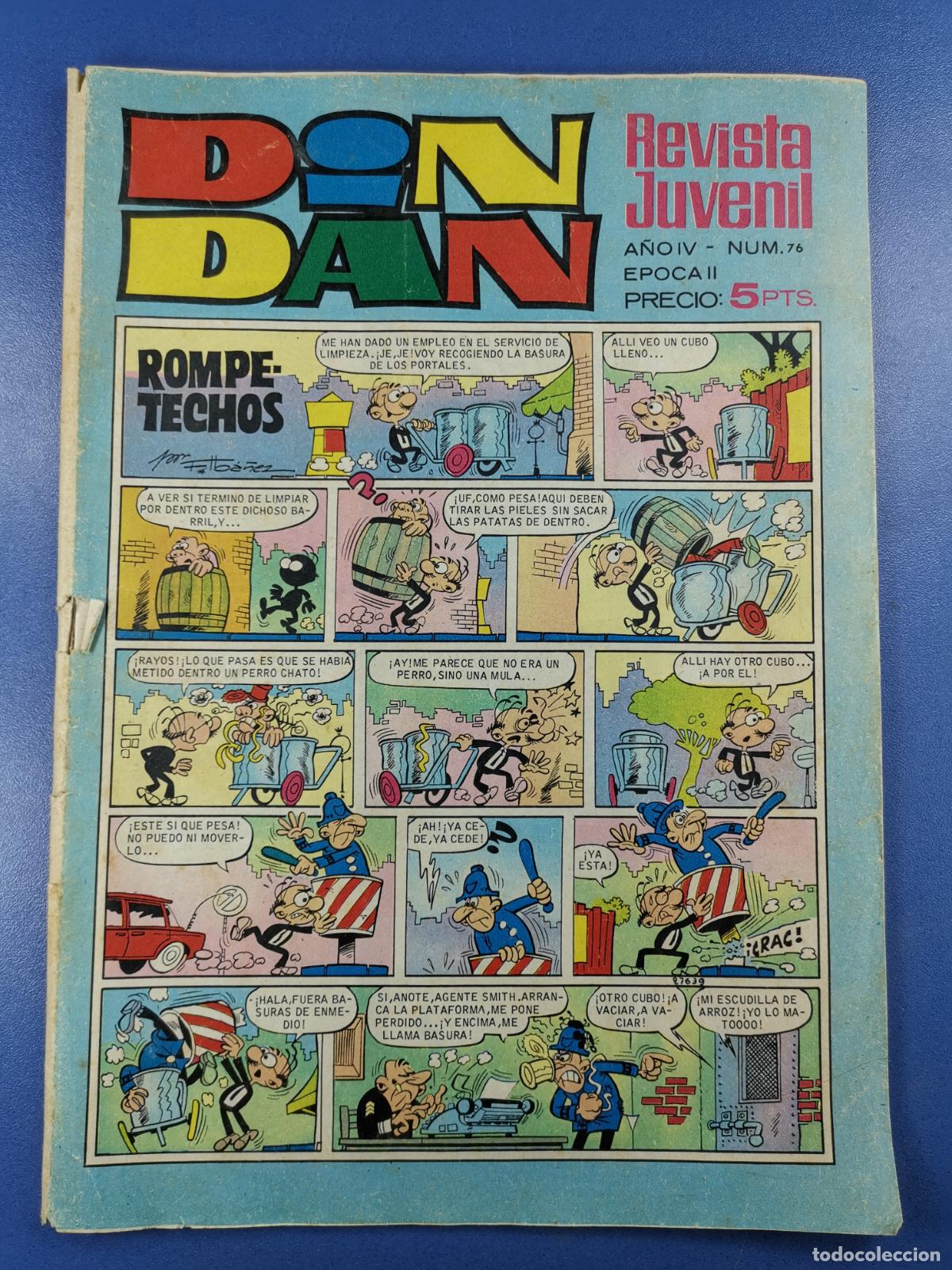 BDs: DIN DAN - N&ordm; 76 - EPOCA II - REVISTA JUVENIL - BRUGUERA