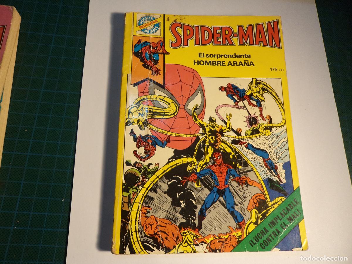 Tebeos: Pocket de Ases. N&ordm; 23. Spiderman. Bruguera. Con se&ntilde;ales de uso.