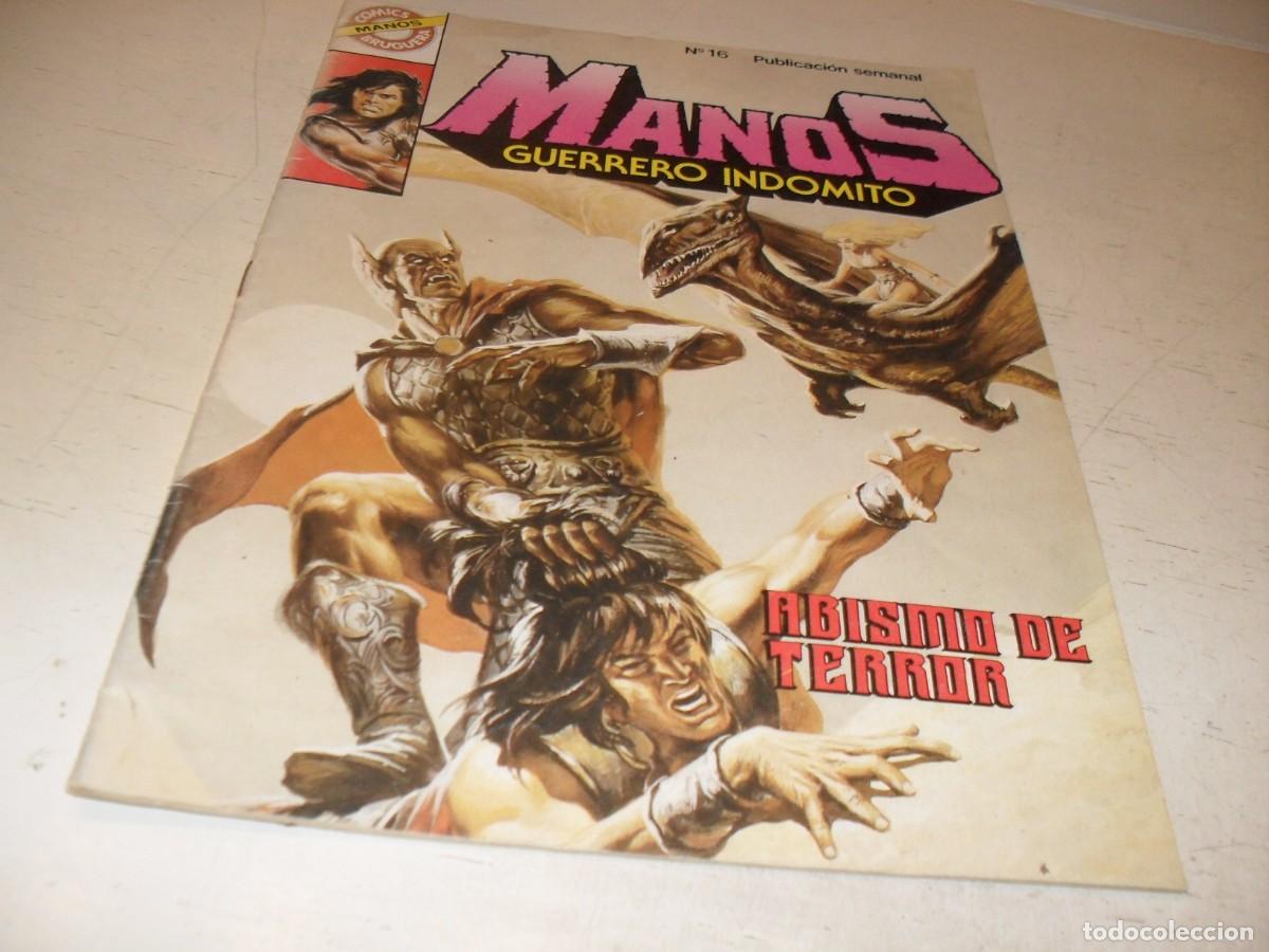 Tebeos: MANOS,GUERRERO INDOMITO,N&ordm; 16 ABISMO DE TERROR,DE 23,CON POSTER.BRUGUERA,1984