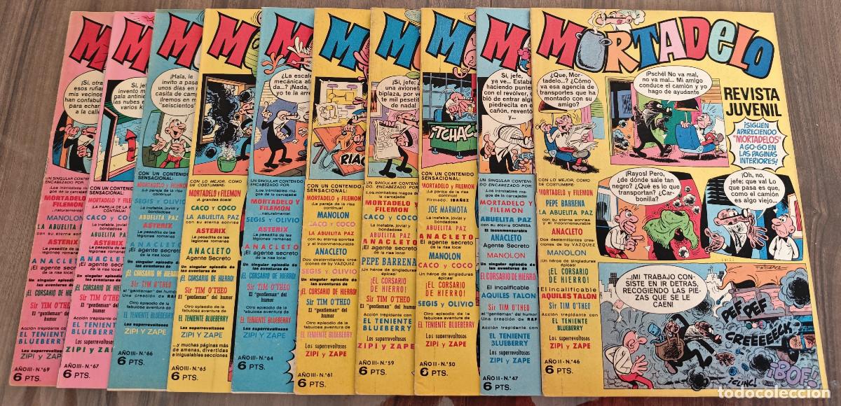 Tebeos: MORTADELO n&ordm; 46, 47, 50, 59, 61, 64, 65, 66, 67 y 69 (Bruguera 1971/72) 10 tebeos.