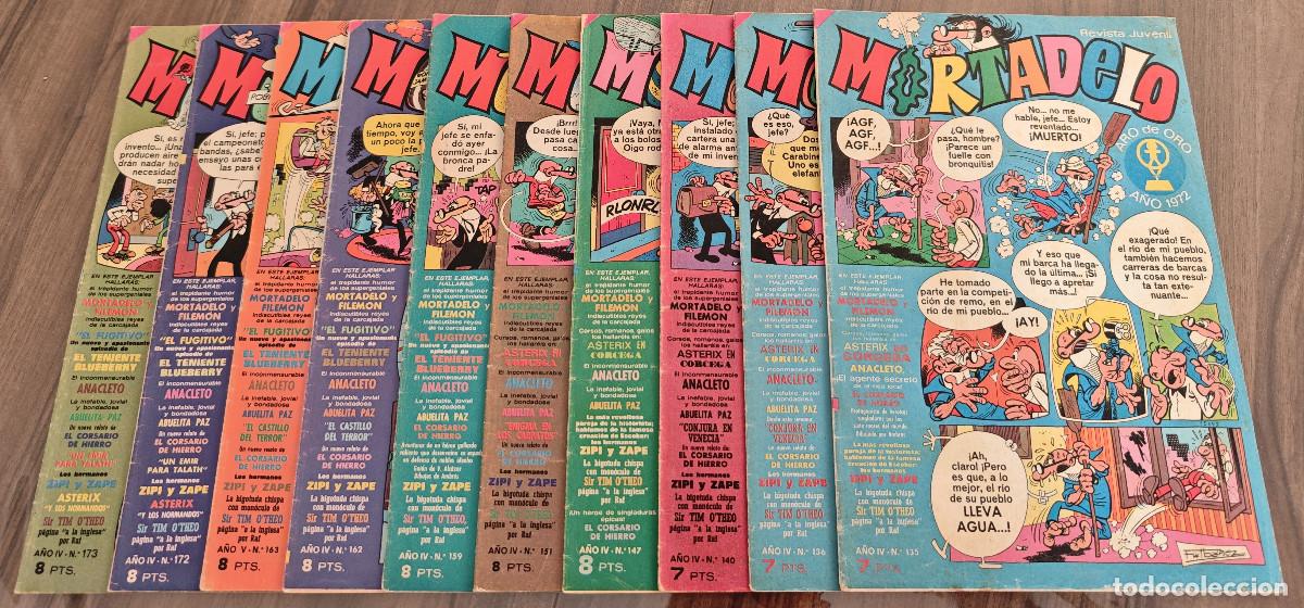 Tebeos: MORTADELO n&ordm; 135, 136, 140, 147, 151, 159, 162, 163, 172 y 173 (Bruguera 1973/74) 10 tebeos.