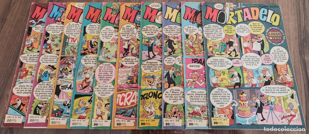 Tebeos: MORTADELO n&ordm; 372, 374, 378, 379, 385, 386, 411, 413, 414 y 416 (Bruguera 1978) 10 tebeos.