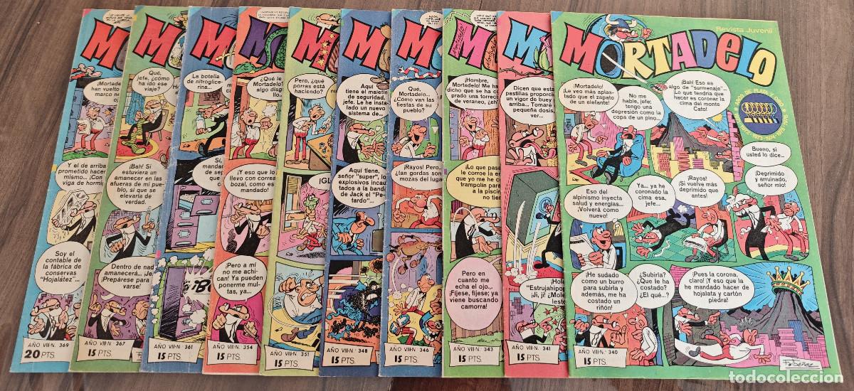 Tebeos: MORTADELO n&ordm; 340, 341, 343, 346, 348, 351, 354, 361, 367 y 369 (Bruguera 1977)